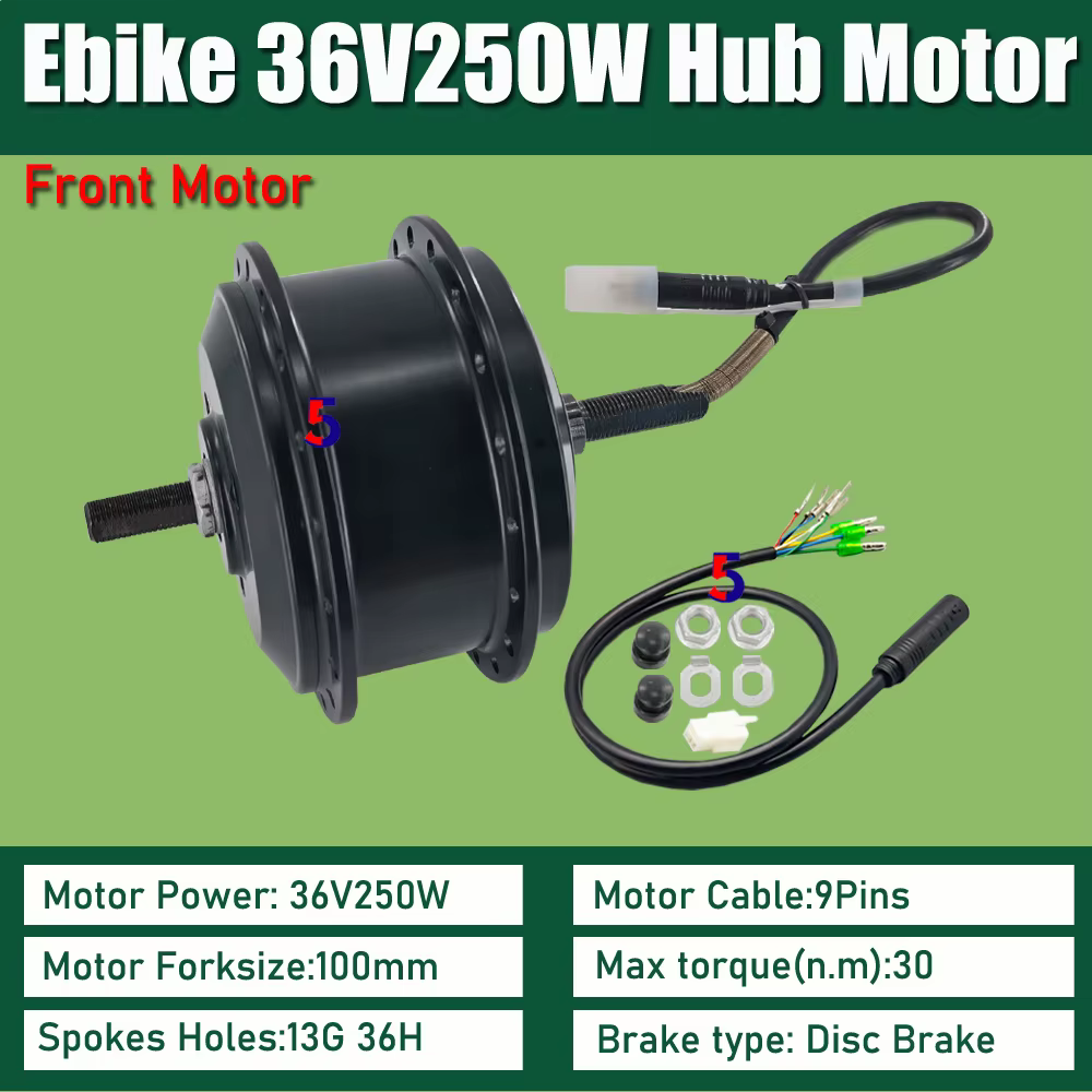 Moteur de vélo électrique 2.1kg, Cassette avant/arrière, engrenage sans balais 36V 250W, moteur de m