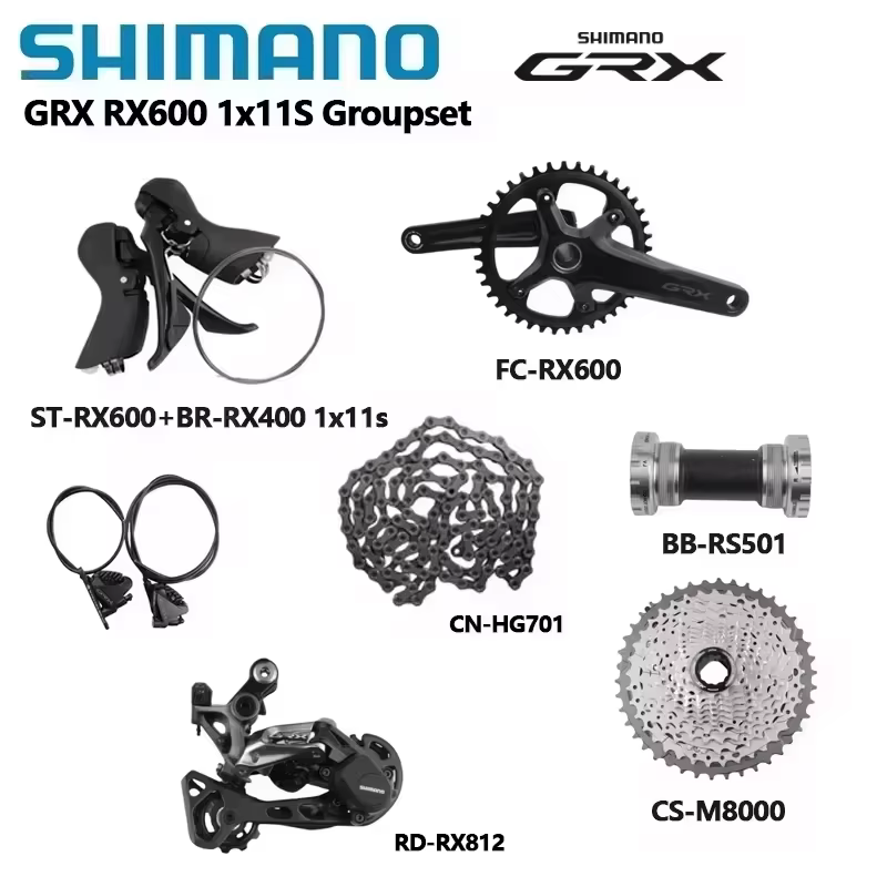 Groupe de transmission SHIMANO GRX RX600 1x11s pour vélo de route 170MM/172.5MM 40T RD RX812 Frein R