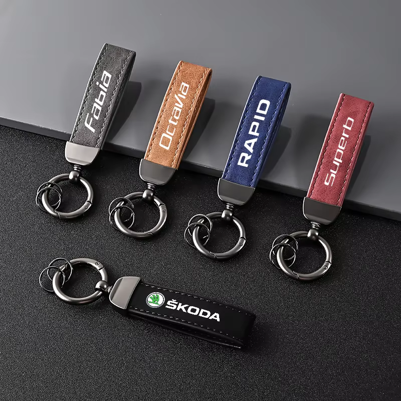 Porte-clés en cuir pour voiture, accessoires pour Skoda Octavia Fabia Rapid Superb Kodiaq Scala Karo