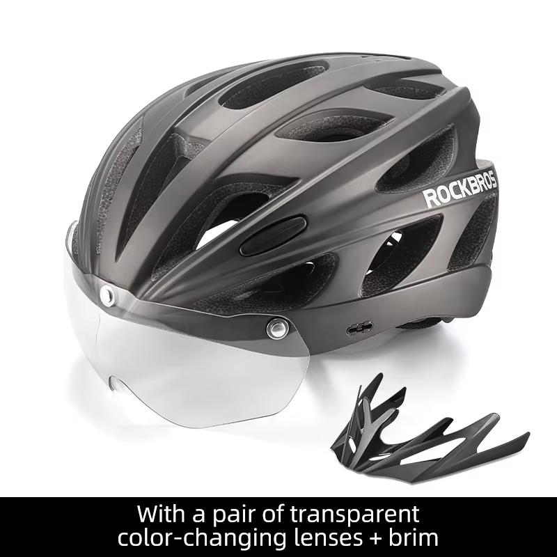 ROCKBROS casque de vélo avec visière photochromique à lentille coupe-vent casque de vélo adulte vtt 