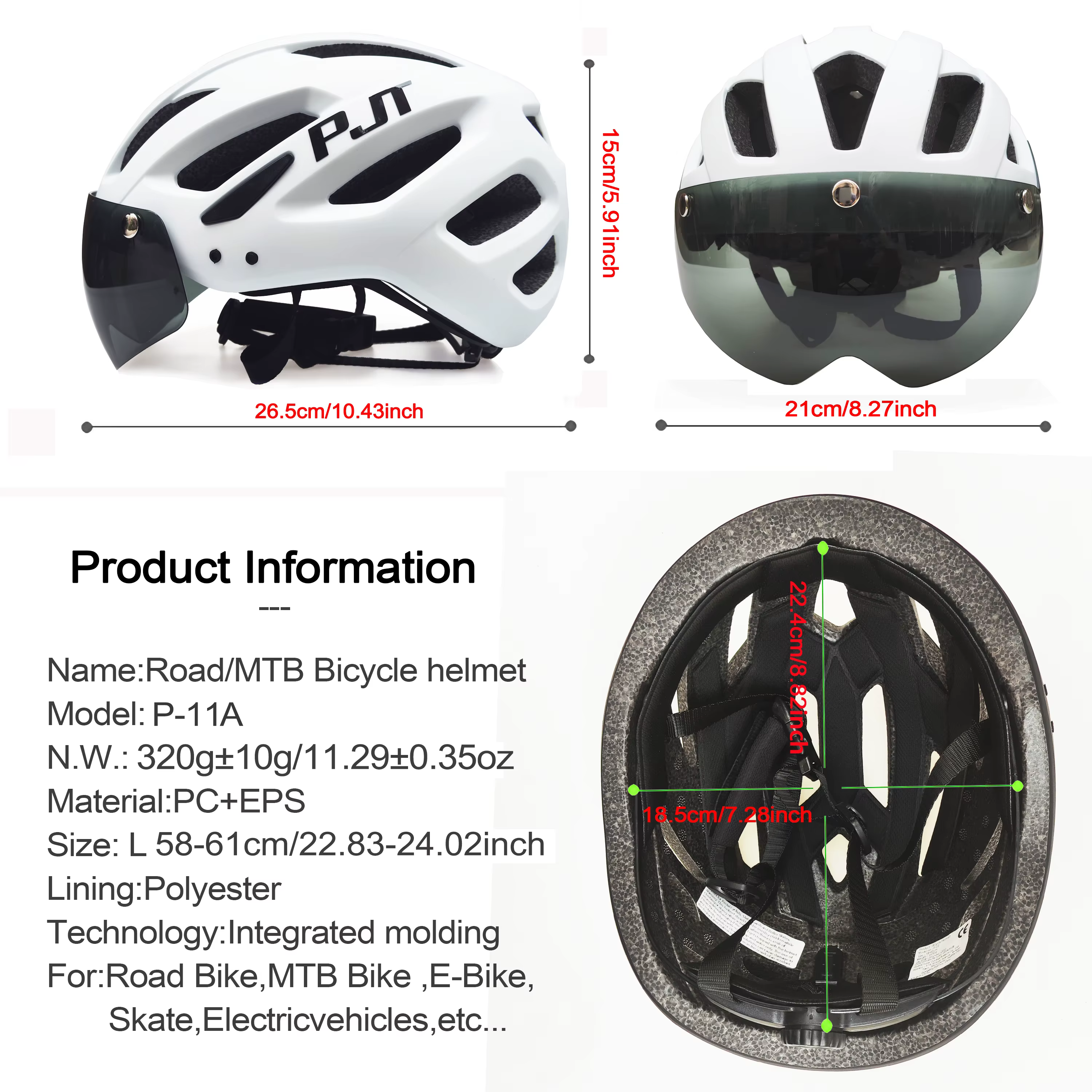PJT nouveau casque de vélo LED avec lunettes de soleil et pare-soleil Rechargeable hommes casque de 