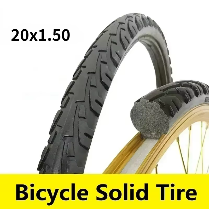 Pneus de vélo sans air, pneus solides pour vélo 20/24/26 pouces x 1.50/1.95/1 3/8, pneus solides ant