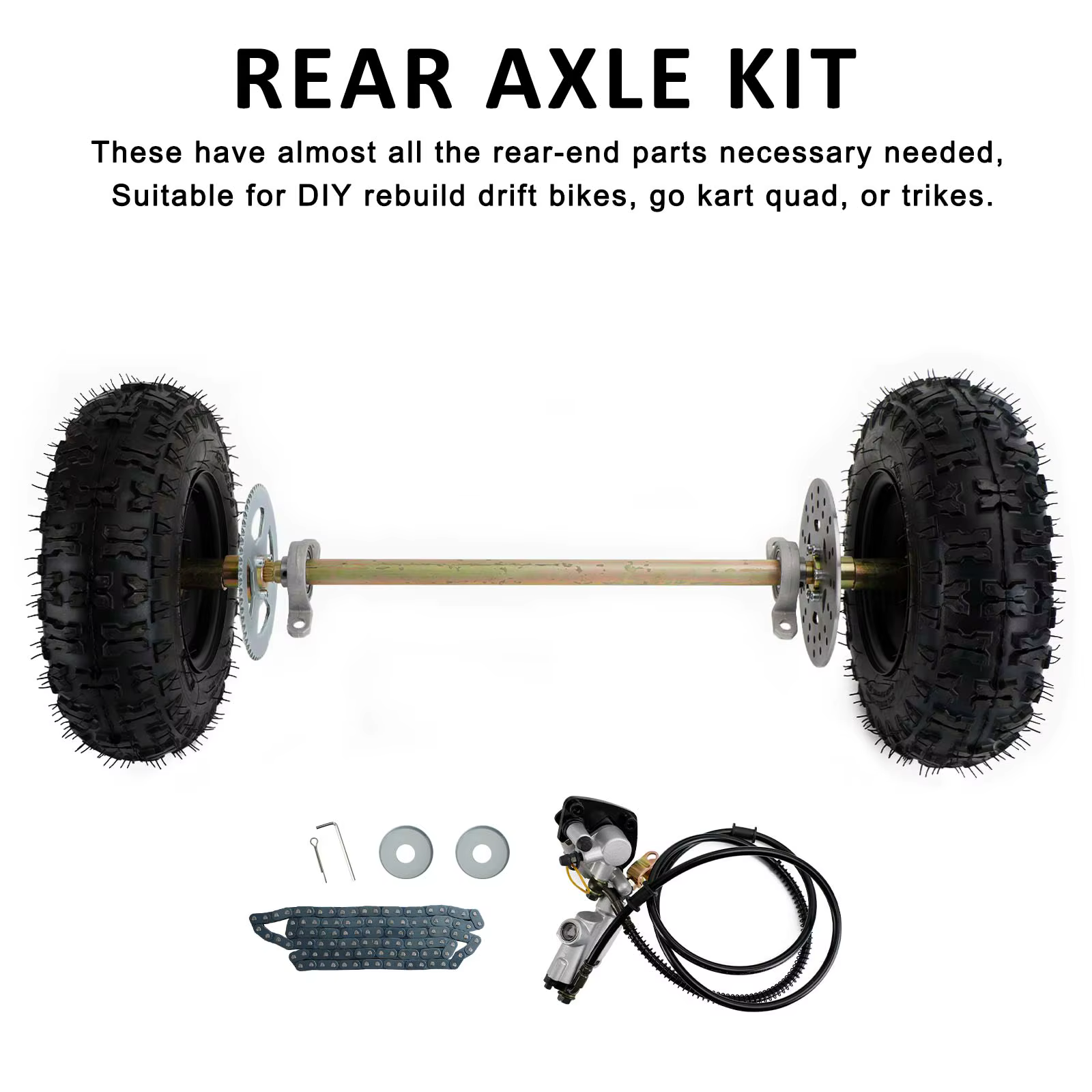 Kit complet de moyeu de roue d'assemblage d'essieu arrière de 29 pouces pour vélos de dérive Go Kart
