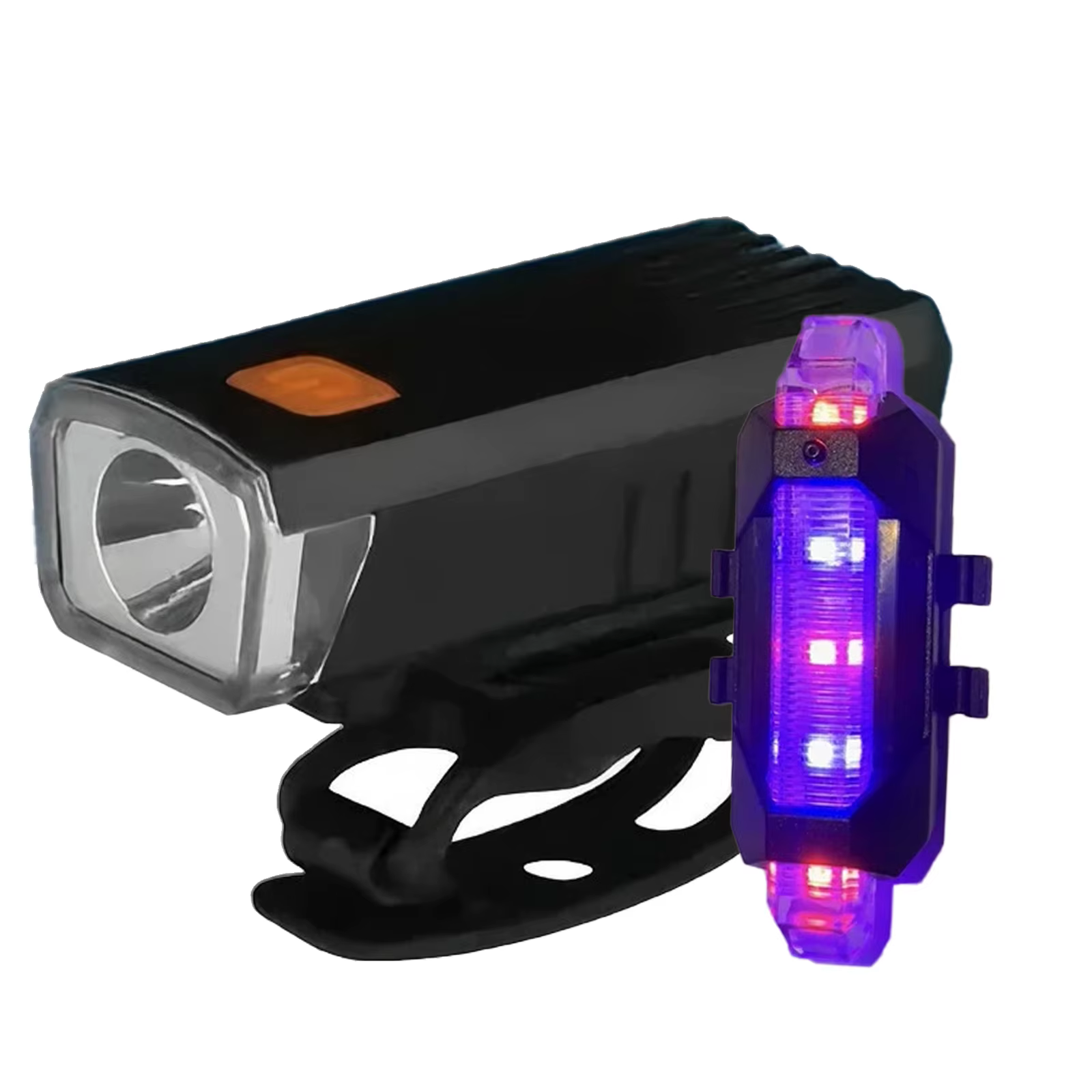 Ensemble de lumières de vélo, phare avant et arrière, feu arrière, lampe d'avertissement de sécurité