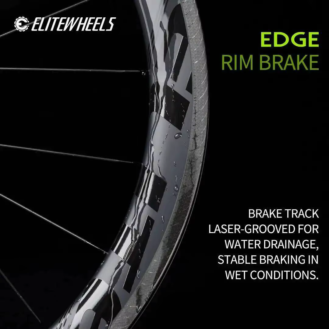 Jeu de roues de route ELITEWHEELS EDGE Carbon Rim Brake, ultralégères 1291g, jantes 40/50mm, système
