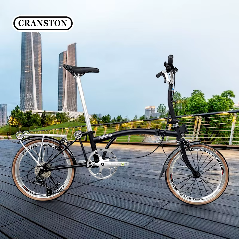 CRANSTON R20 Vélo de ville pliable 20 pouces 9 vitesses avec guidon M, freins V, cadre pliant CRMO e