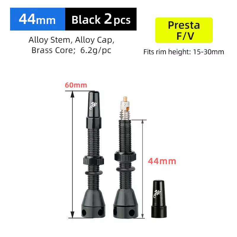 Valve Presta Tubeless pour Vélo (44, 60, 80 mm) avec Outil en Option – Pièce de Vélo en Alliage d'Al