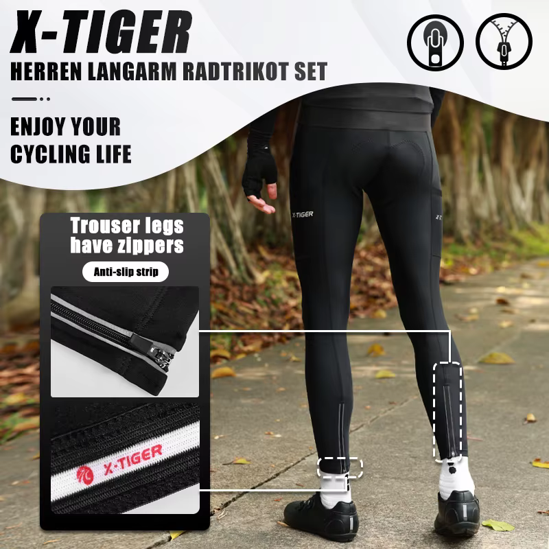 X-TIGER pantalons de vélo pour hommes hiver collants de vélo de montagne chauds avec poches arrière