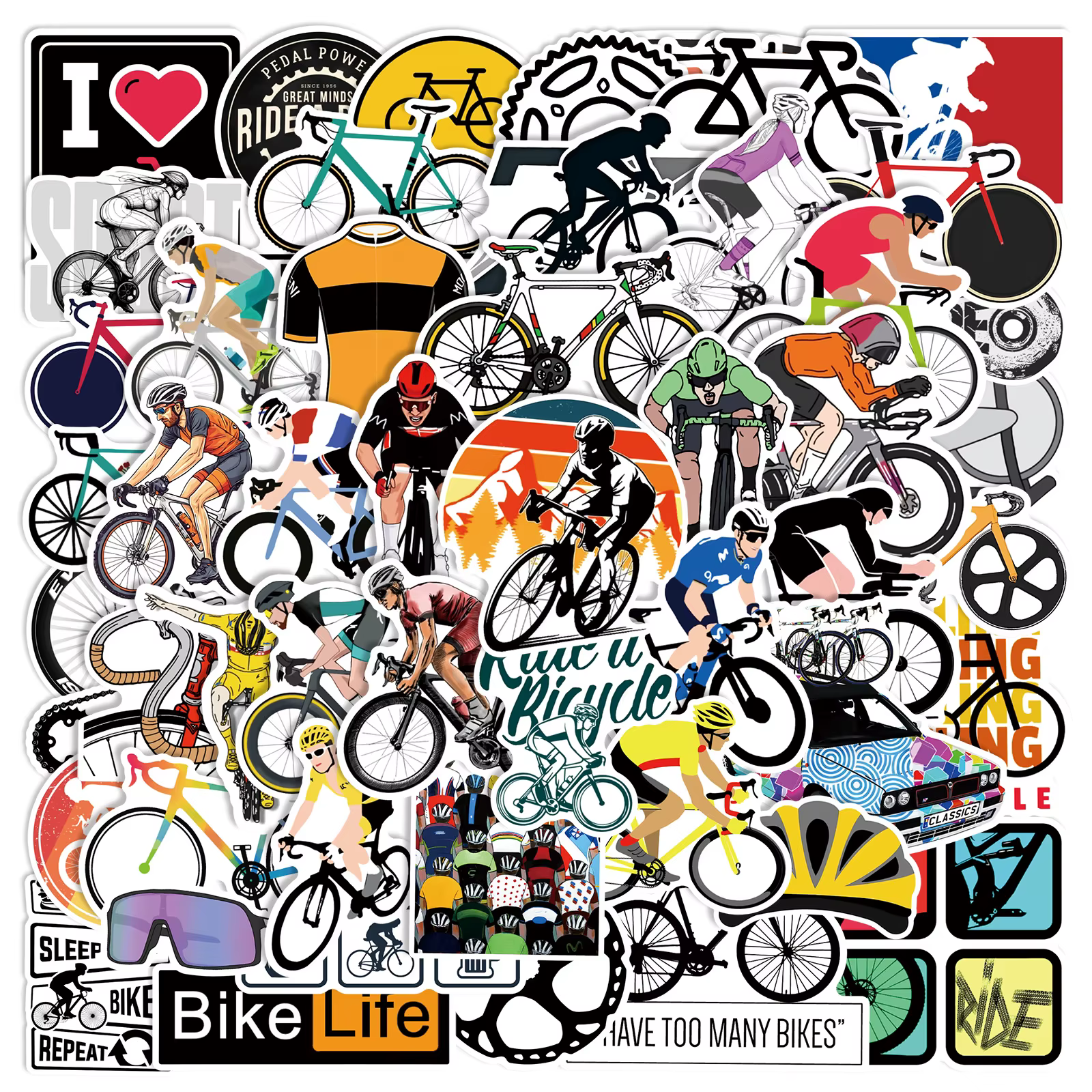 50 pièces Cool VTT autocollants en plein air vtt vélo autocollants faciles à poser Scrapbooking télé