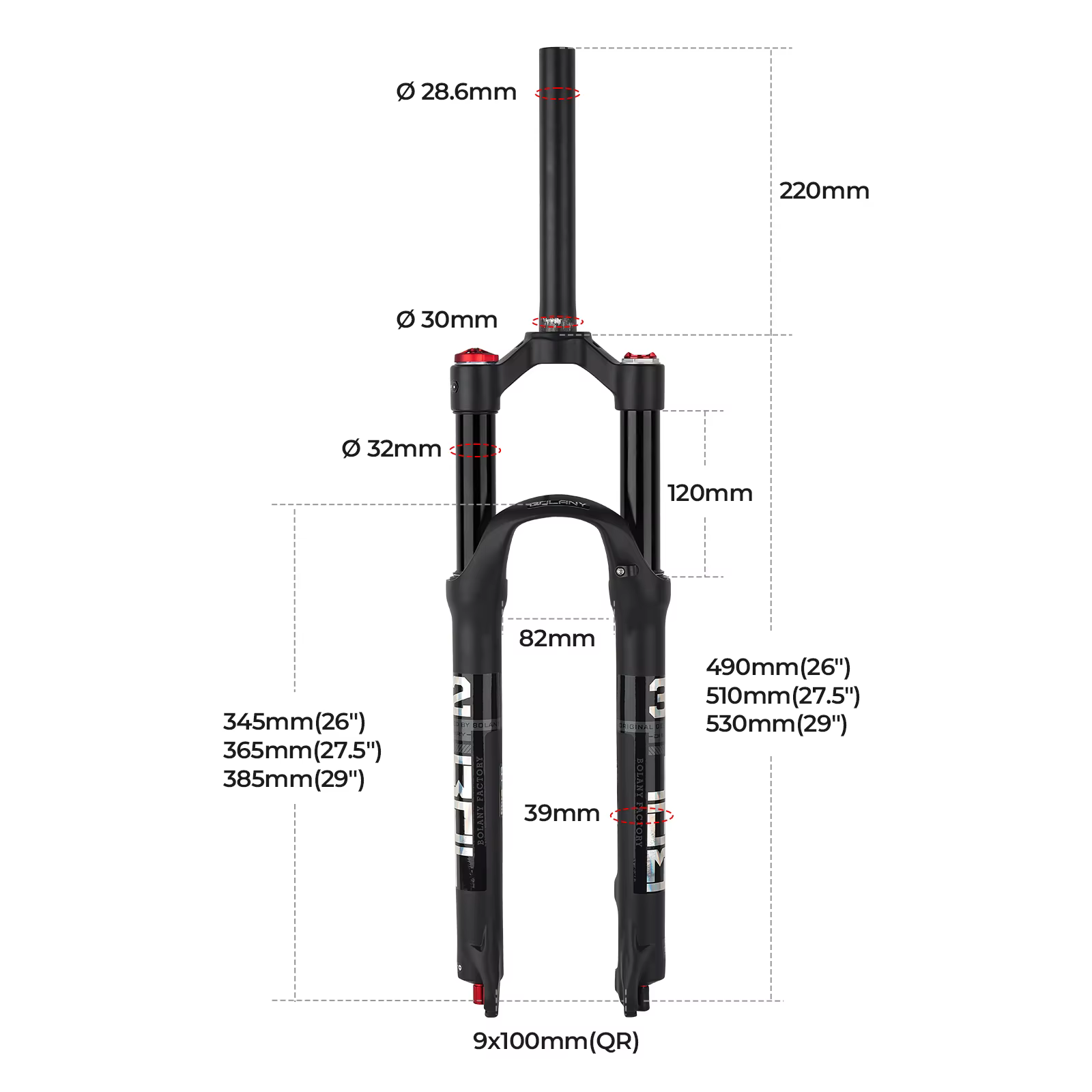 BOLANY-Fourche de vélo VTT en alliage de magnésium, suspension avant de vélo à air, tube droit, pièc