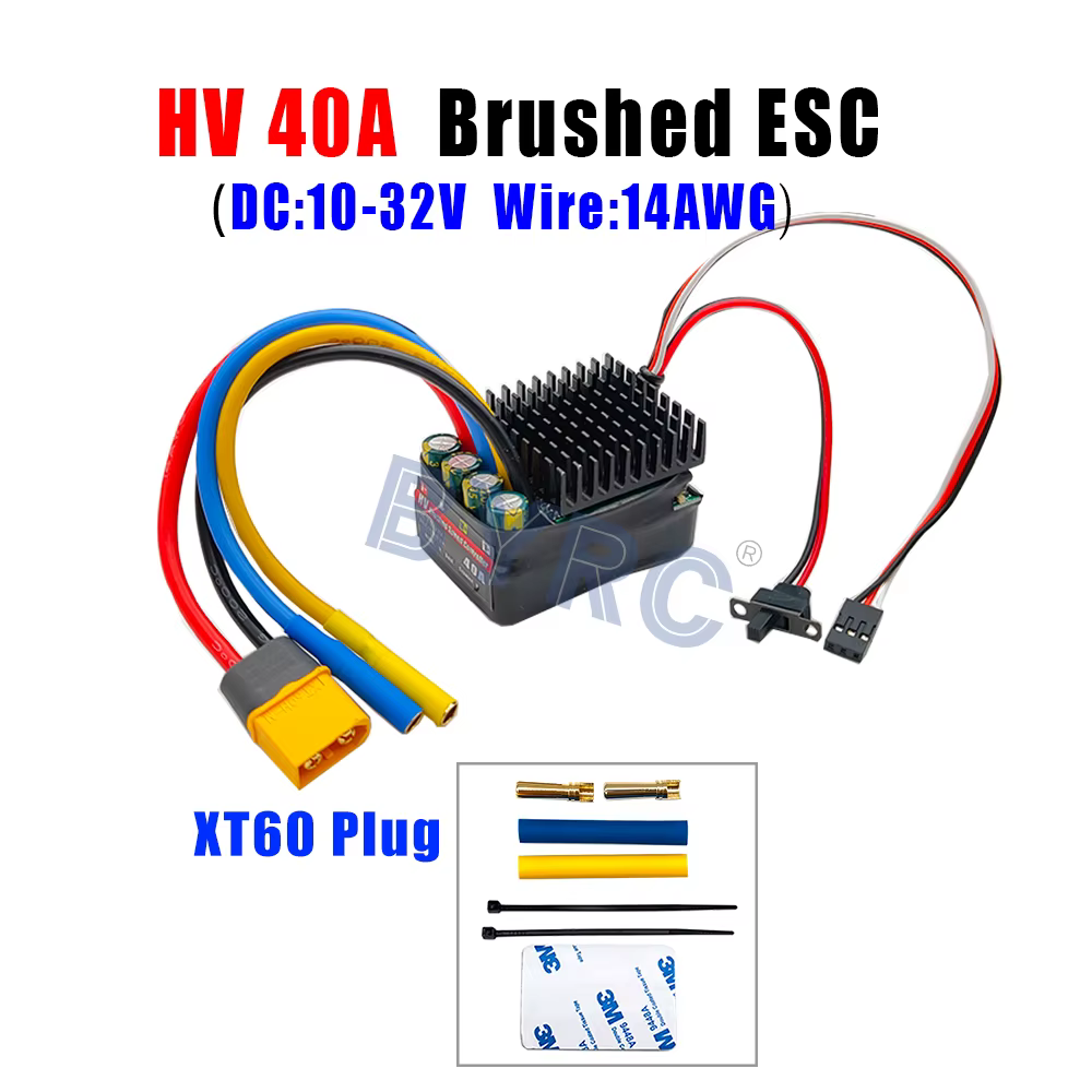 Contrôleur de vitesse électronique (ESC) brossé HV 40/50/60/80/100/120A, compatible 10V-32V (12V, 24