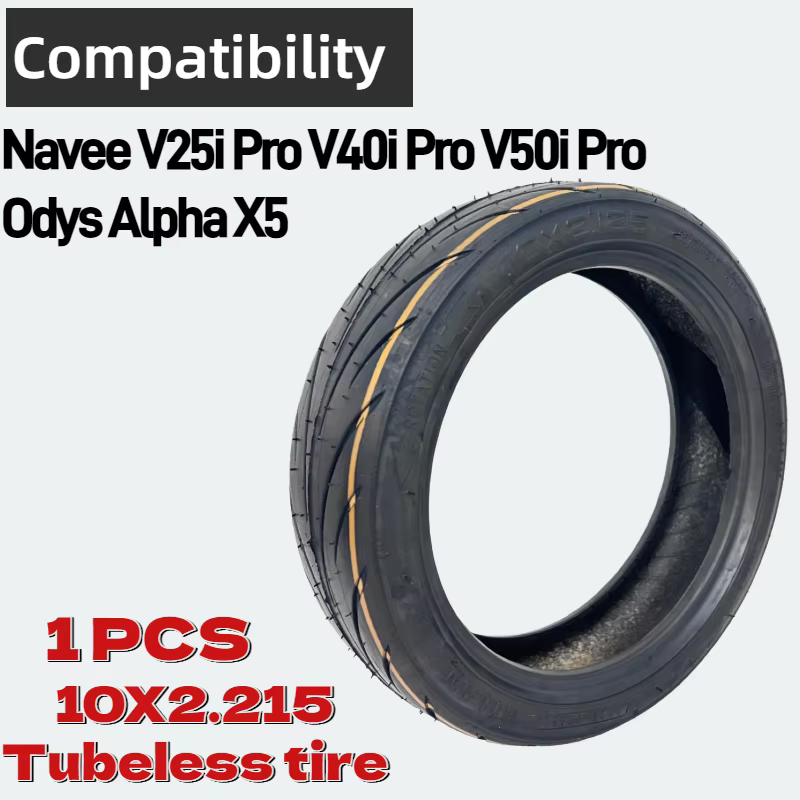 Pneu tubeless 10X2.125 55/80-6.6 pour trottinettes électriques Navee V25i Pro, V40i Pro, V50i Pro, O