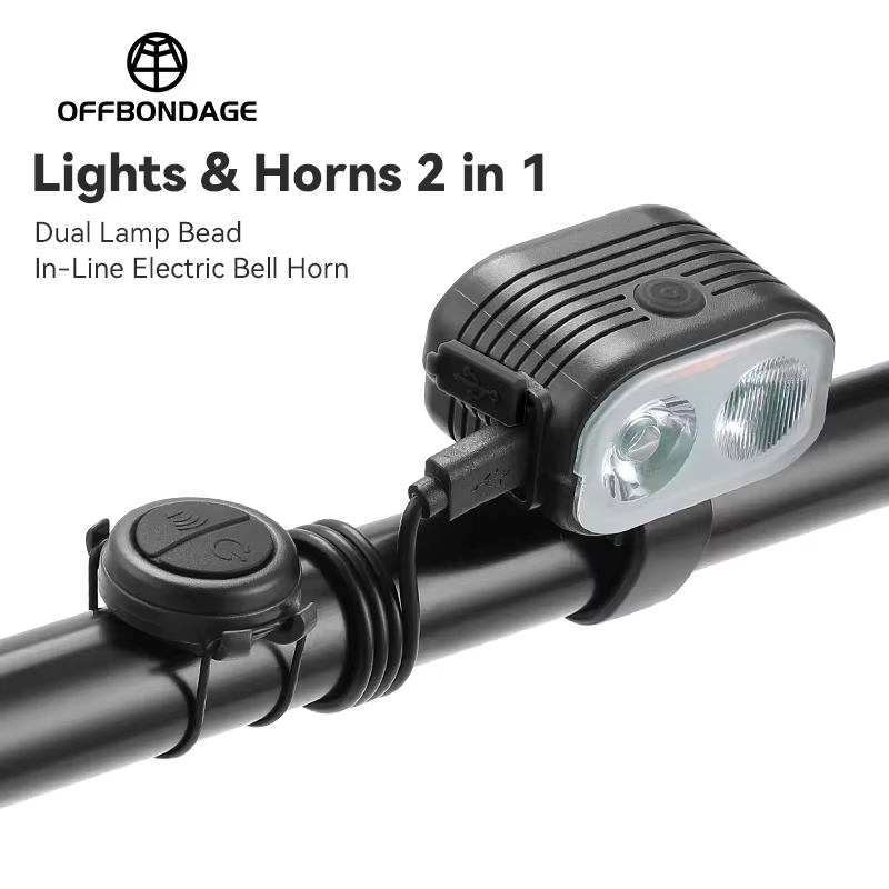 OFFBONDAGE-Klaxon de sauna 2 en 1 pour vélo, éclairage proche et lointain, lampe 2/4 perlée, command