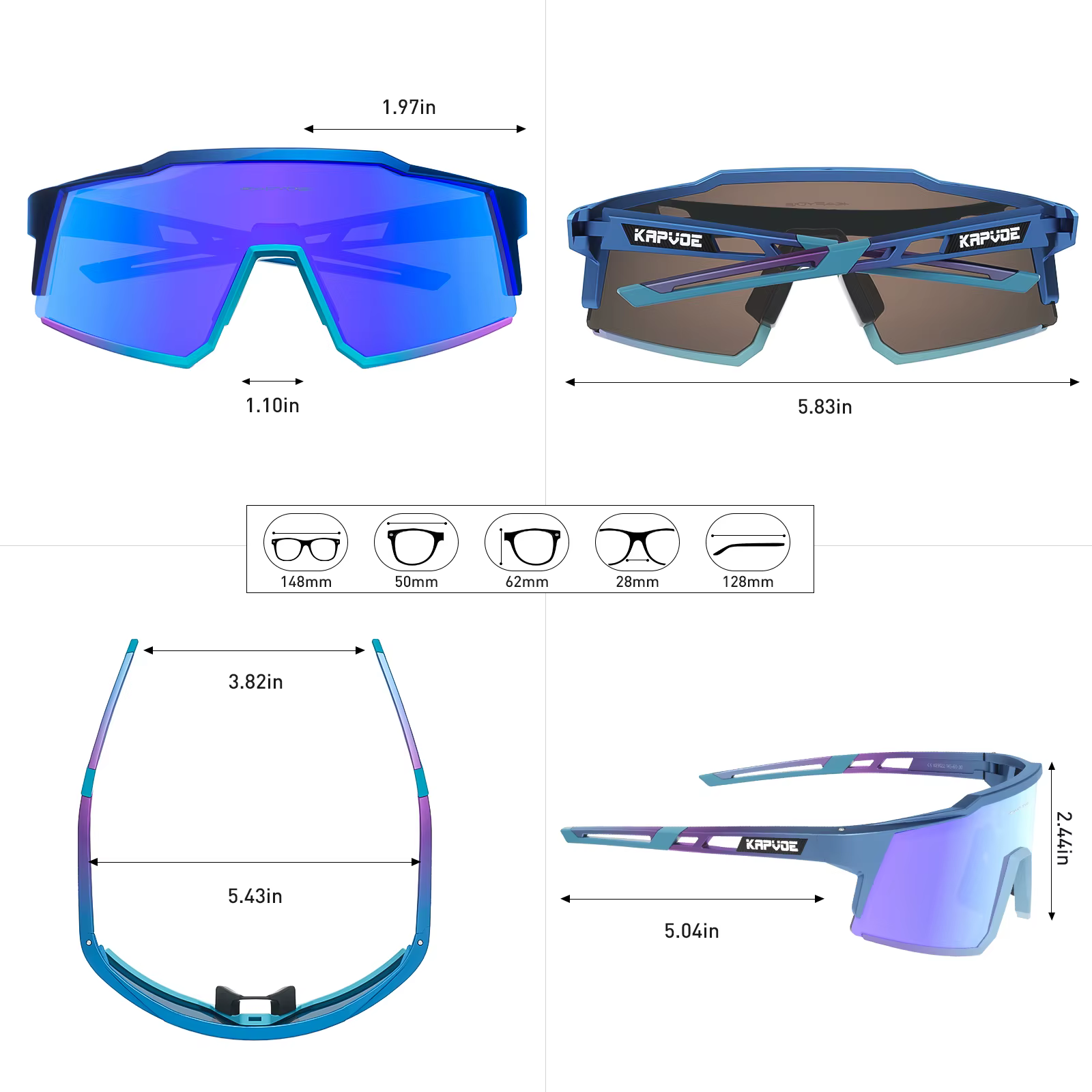 Kapvoe lunettes de cyclisme vélo lunettes de cyclisme en plein air UV400 cyclisme lunettes de soleil