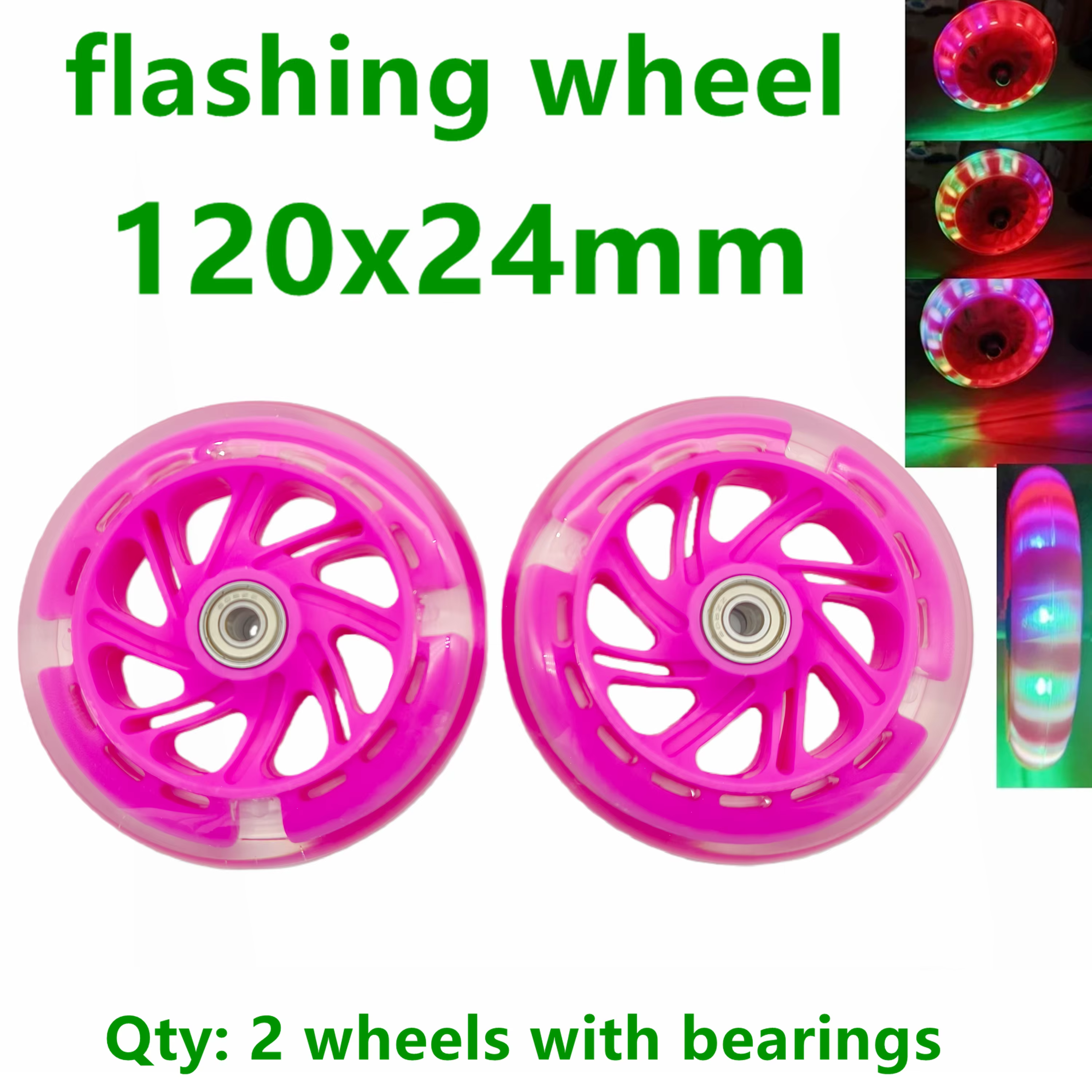Roue d'éclairage de roue de Scooter clignotante 120x24mm 2 roues/lot