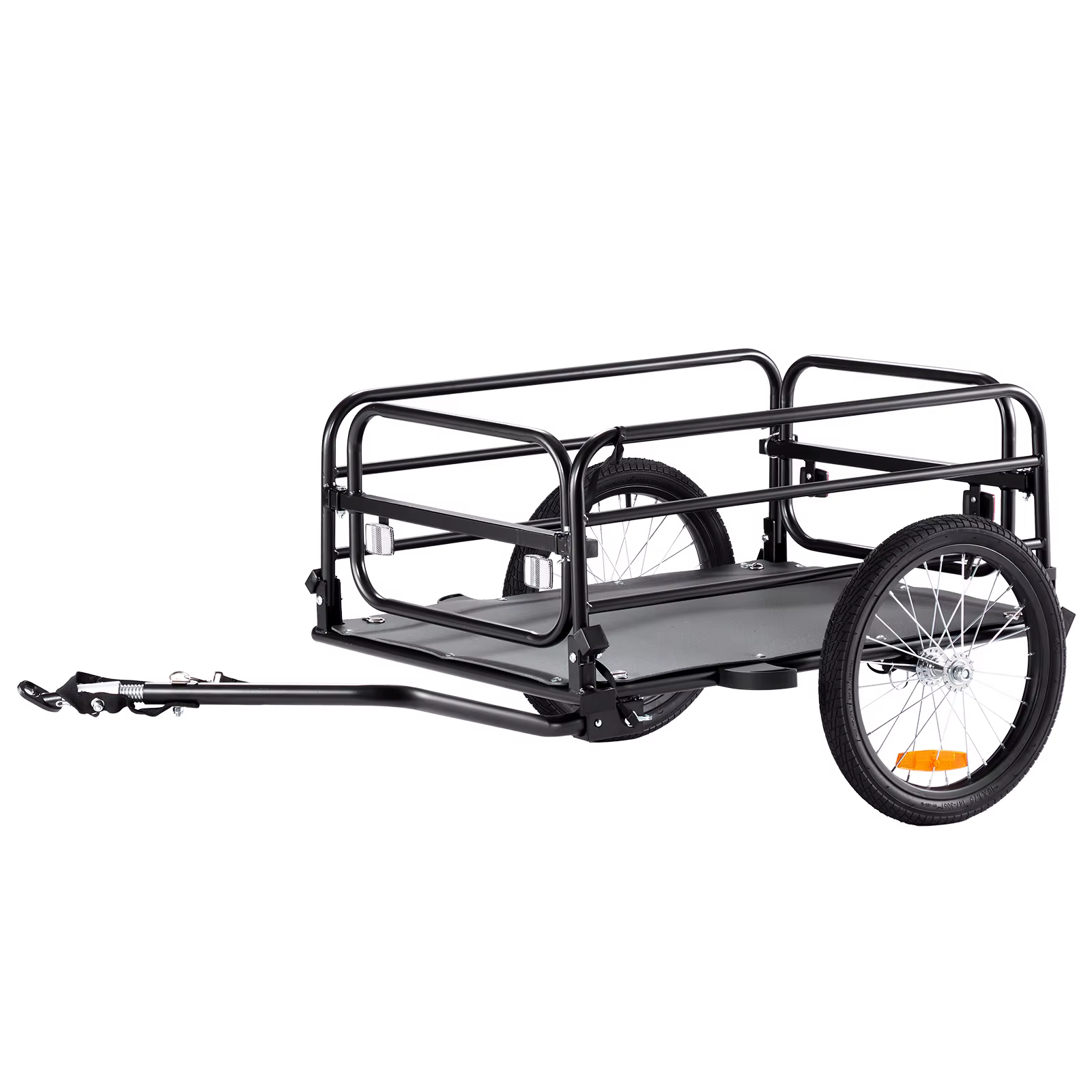 SucceBuy 160 lbs remorque de chargement de vélo chariot de vélo de rangement pliable avec roues de 1