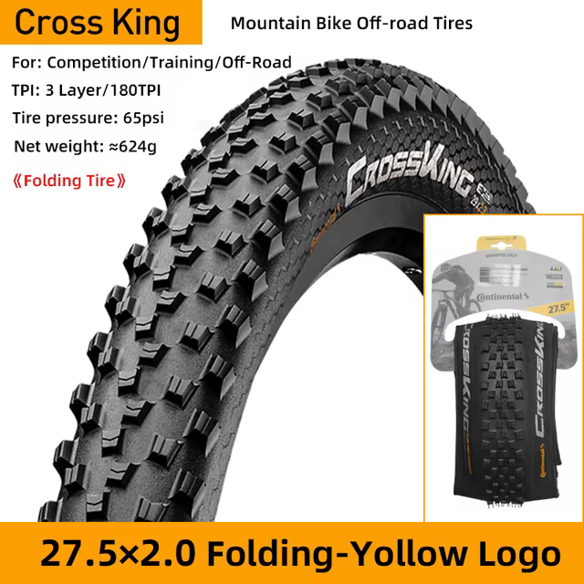 Pneu de VTT Continental CrossKing 27.5/29 x 2.3 pliable, prêt pour tubeless, anti-crevaison, compati