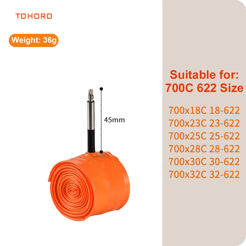 Chambres à air TPU ultralégères pour vélos 18 23 25 28 30 32 C, valves Presta 45mm/65mm/85mm pour pn