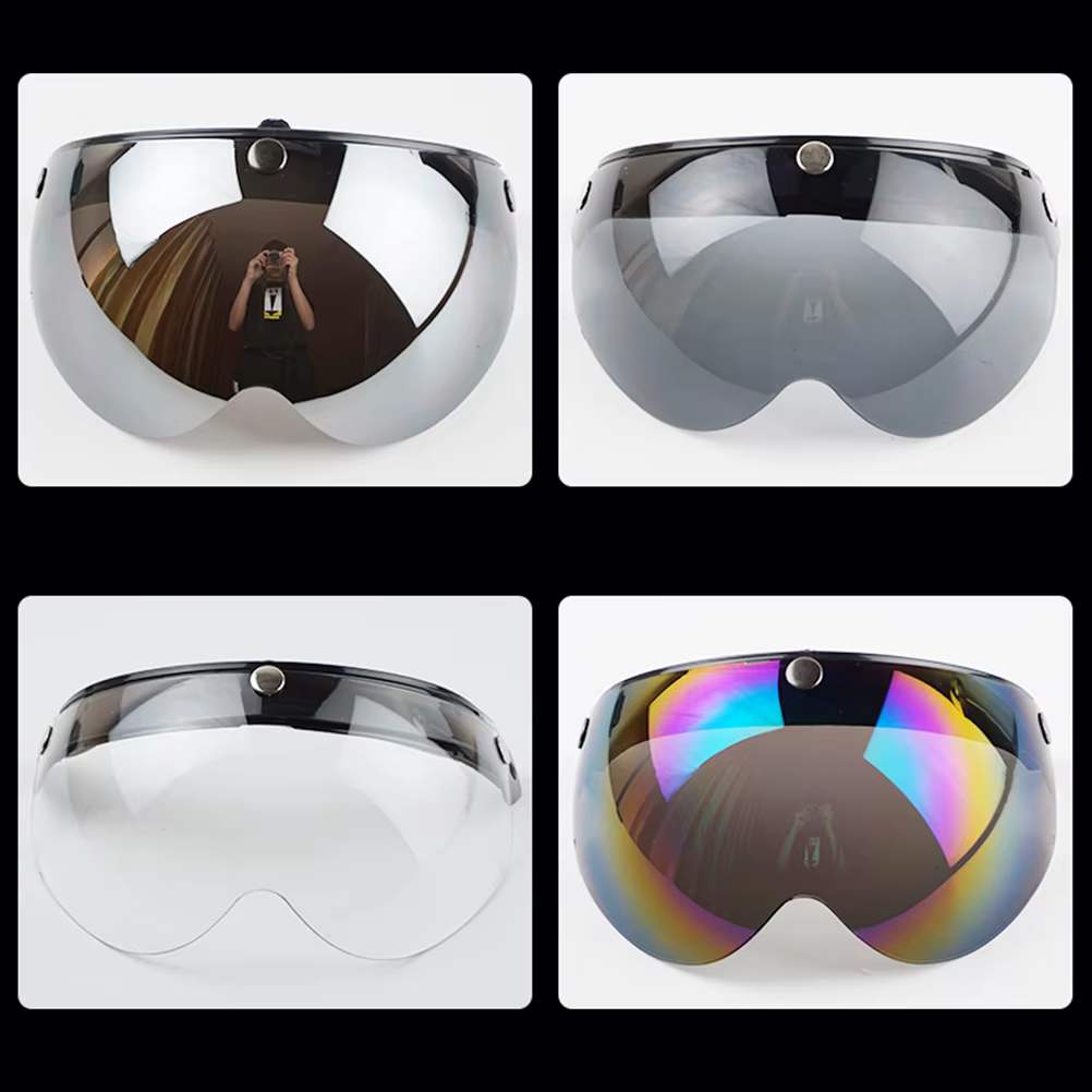 Visière de casque rétro à 3 boutons-pression, visière de casque rétro à 3 boutons-pression, coupe-ve