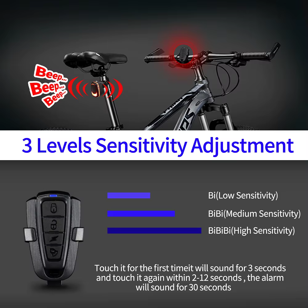 ANTUSI – alarme anti-cambriolage de vélo étanche sans fil A5pro, lumière intelligente de détection d