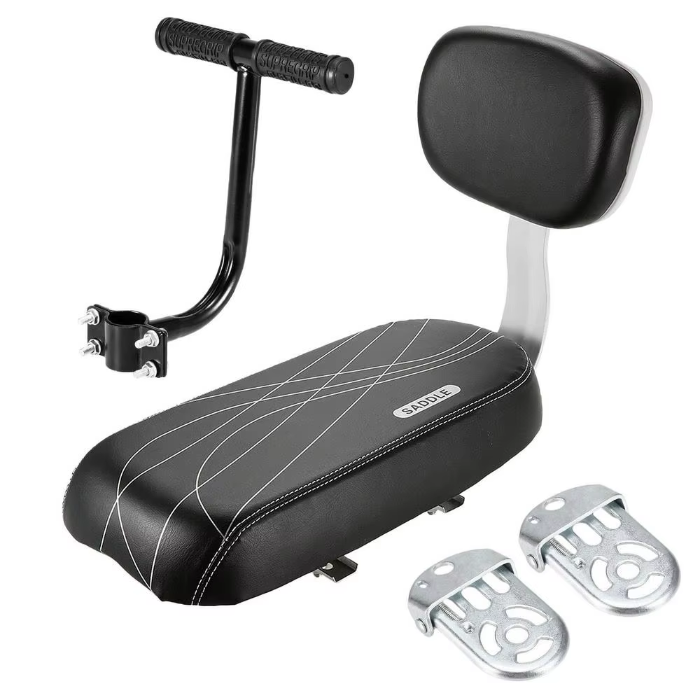 Siège arrière de vélo en cuir PU résistant à l'eau, coussin souple, siège arrière pour enfants avec 
