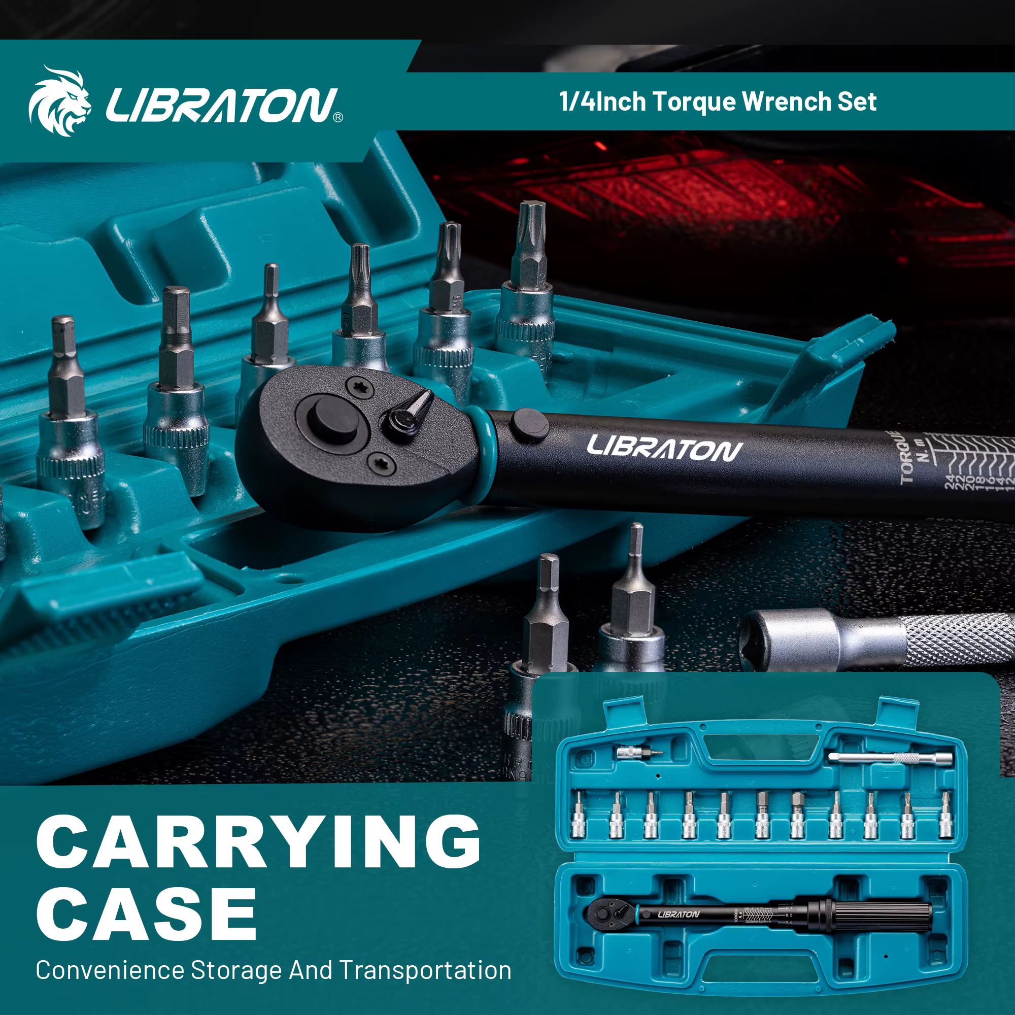 LIBRATON clé dynamométrique de vélo 1/4 '', clé dynamométrique de haute précision 5-25Nm / 1-6Nm, pr
