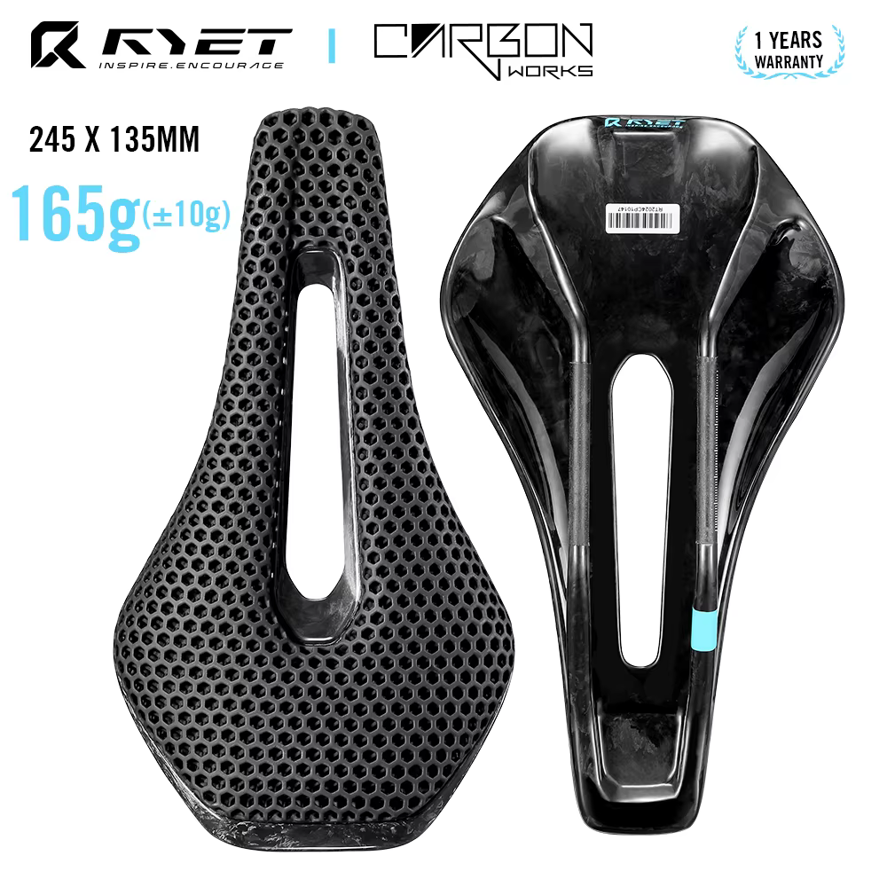 RYET 3D imprimé selle de vélo entièrement en carbone 245mm * 135/145/155mm selle de vélo pour vtt gr