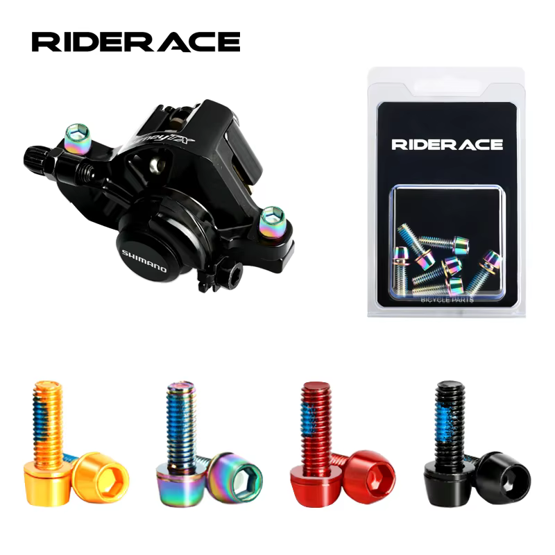 Pince à boulon d'étrier de frein à disque de vélo, vis fixes M6 x 18MM, acier allié coloré plaqué ti