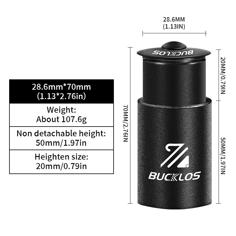 BUCKKubbike-Tige de fourche de vélo en alliage d'aluminium, extension recommandée, 70/80/100/115/120