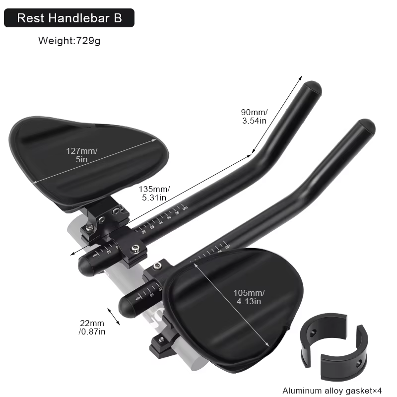 Extension de guidon de vélo TT, repose-bras en alliage d'aluminium pour VTT et vélo de route, barres
