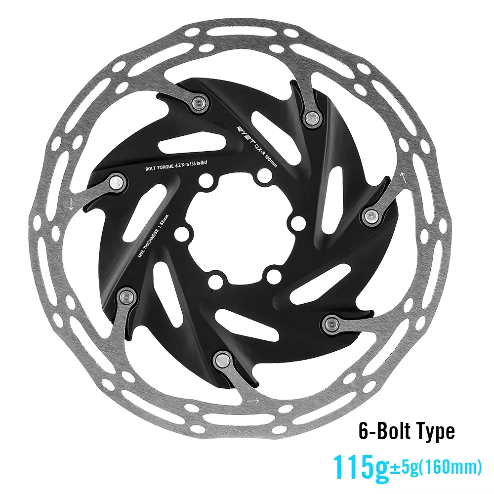 RYET Rotors de frein de vélo 140mm/160mm 6 boulons et verrouillage central Rotors vtt vélo de route
