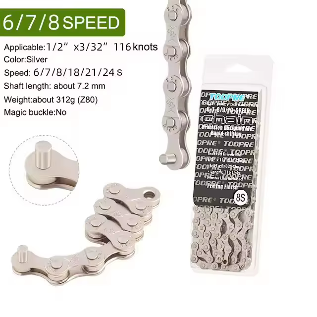 Chaîne de vélo 116L 8 9 10 11 12 vitesses argent chaîne de vélo de route de montagne ultralégère pou