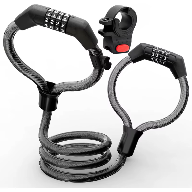 Serrure à câble combinée antivol pour vélo électrique, avec support, serrure pour menottes à double