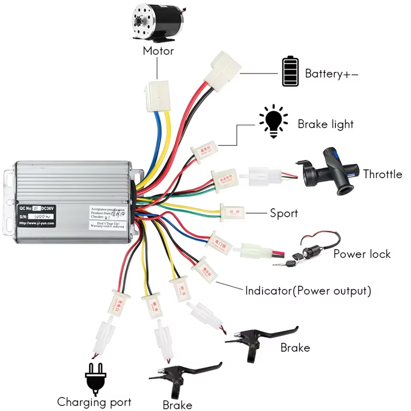 Contrôleur de vélo électrique brossé, 36V, 48V, 800W, 1000W, 30A, DC, scooter, planche à roulettes, 