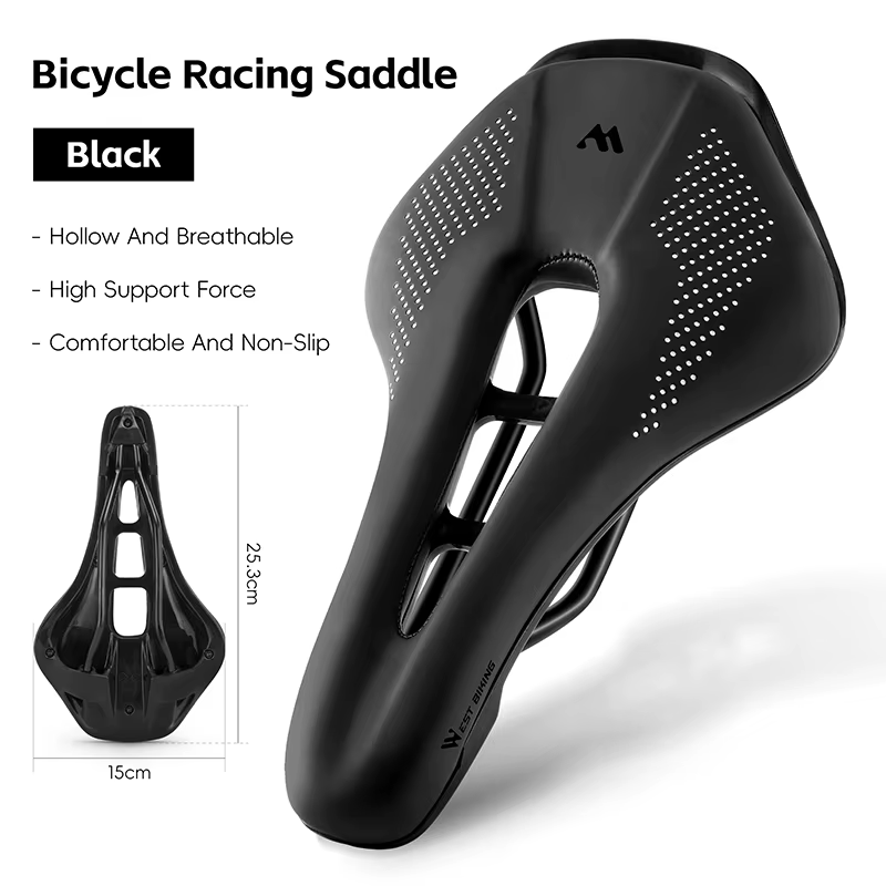 WEST BIKING Selle de vélo creuse ultralégère pour vélo de course, siège de vélo de route en PU imper