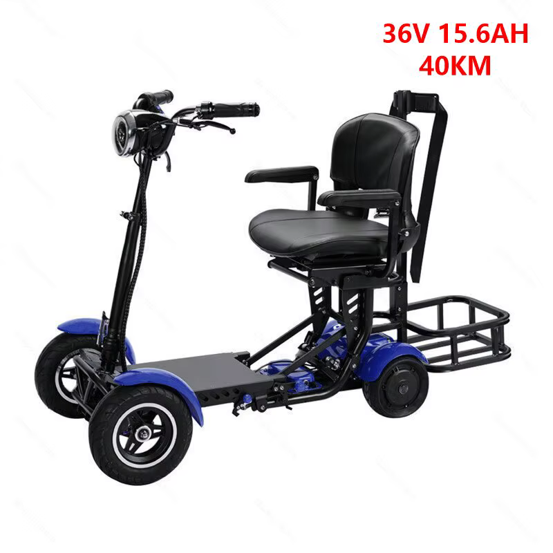 Scooter Électrique Pliable Tout Terrain avec Chariot de Golf, 4 Roues, 500W, pour Adultes