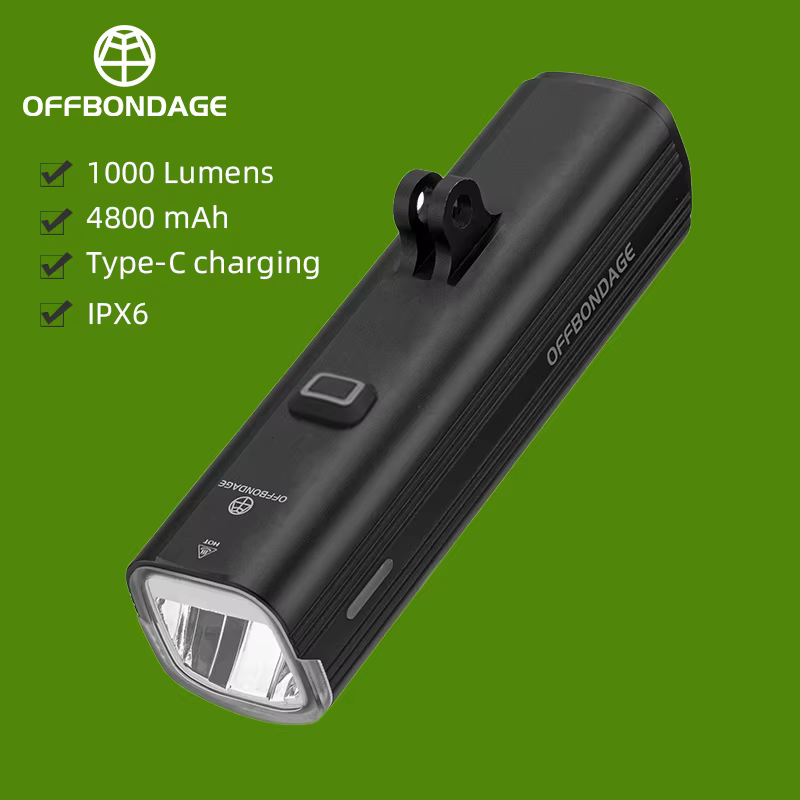 OFFBONDAGE 1000 LM Lampe de vélo rechargeable, lampe de cyclisme, phare avant de vélo, lampe frontal