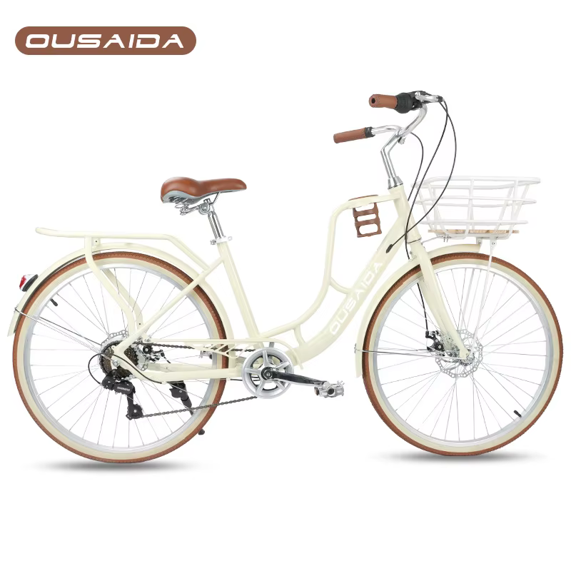 Vélo léger avec cadre en acier à haute teneur en carbone, vélo de ville rétro de 26 pouces, pour adu