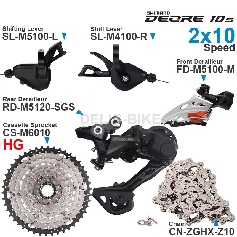 SHIMANO DEORE M4100 M5100 2x10 vitesses groupe manettes de vitesse avant/arrière dérailleur et SUGEK