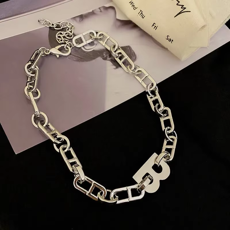 Collier de luxe avec lettre B de Style Ins, chaîne épaisse, clavicule, chaîne courte, unisexe, acces