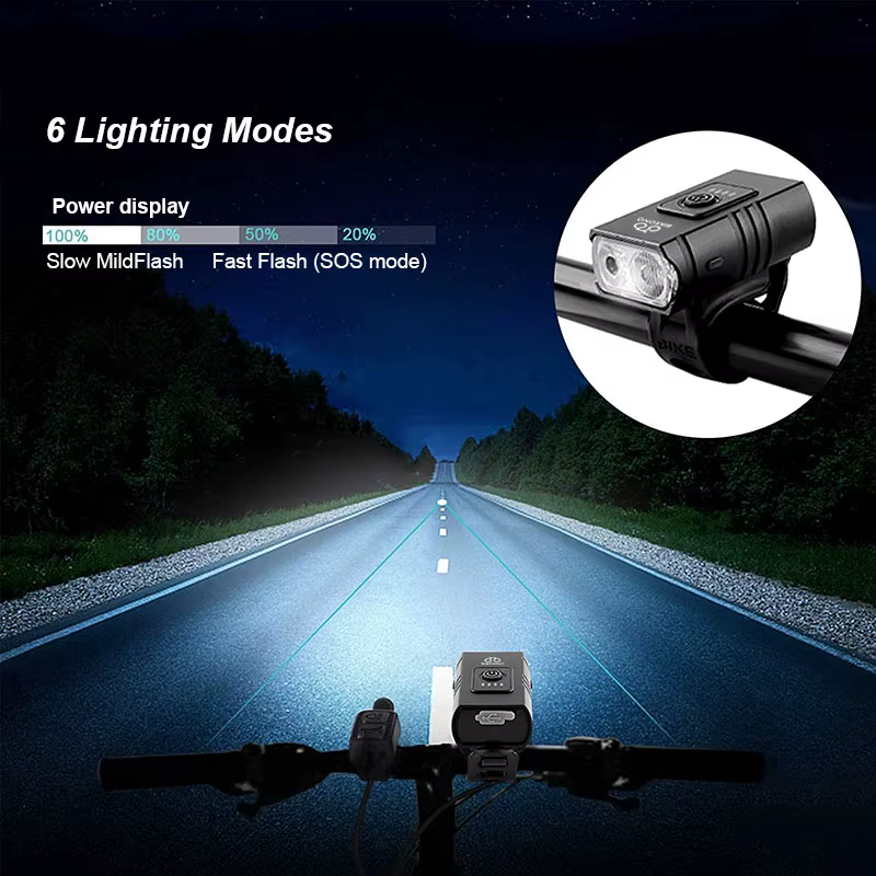 Lumière de vélo USB Rechargeable vtt lampe avant phare lampe de poche éclairage de vélo lampe de poc