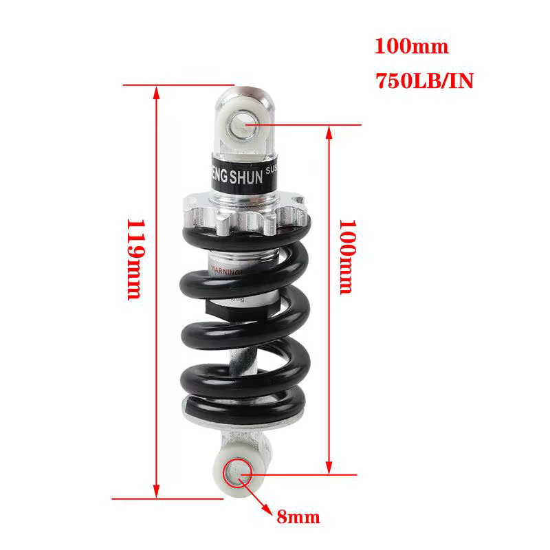 Suspension arrière de vélo 100mm 125mm 150mm 500LBS 750LBS 1200LBS, amortisseur durable avec trou de