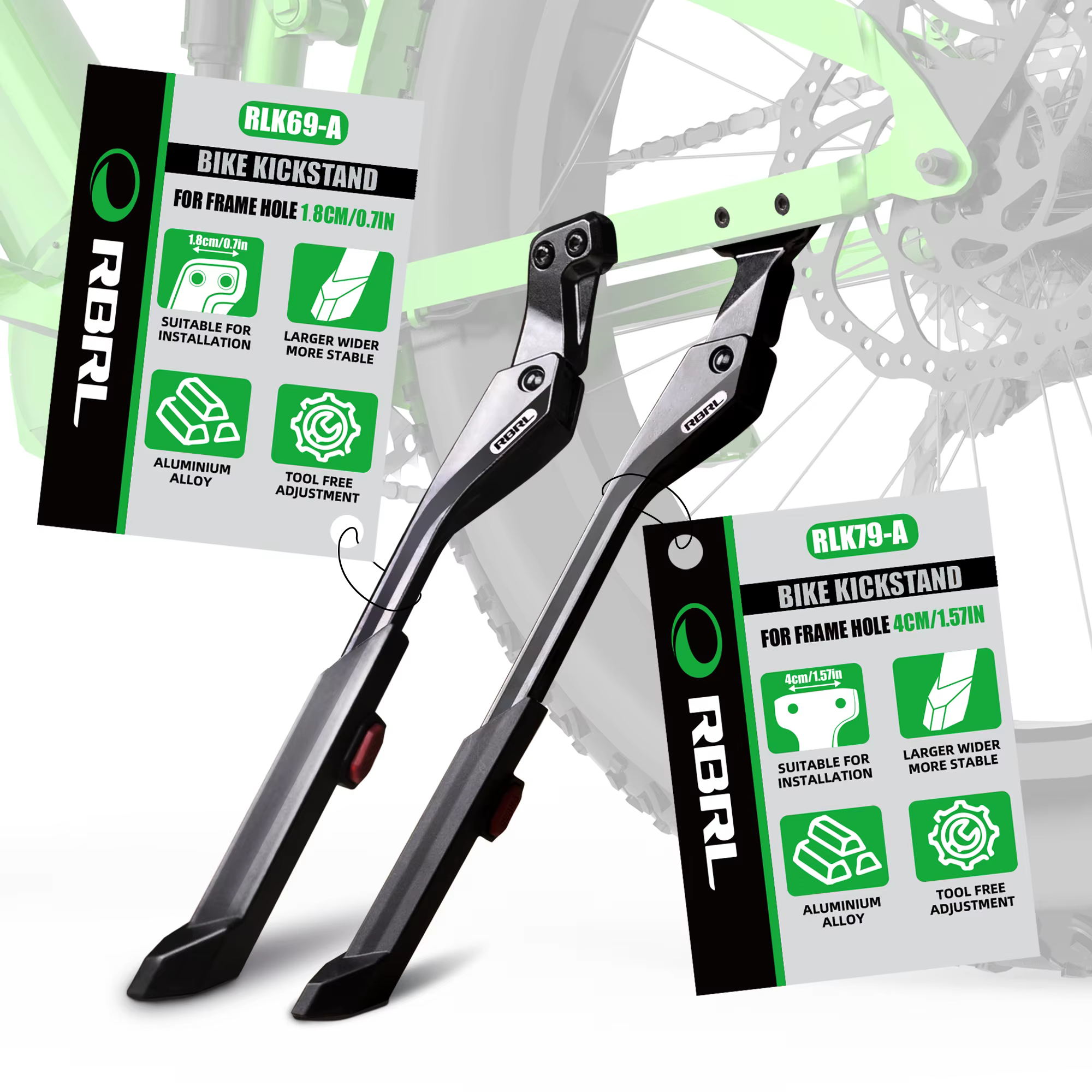 RBRL-Support latéral réglable en alliage épais pour vélo électrique de 24 à 29 pouces, accessoire po
