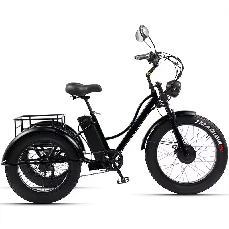 Tricycle électrique puissant à 3 roues et pneus larges pour adultes, deux places, 750W, pour la mont