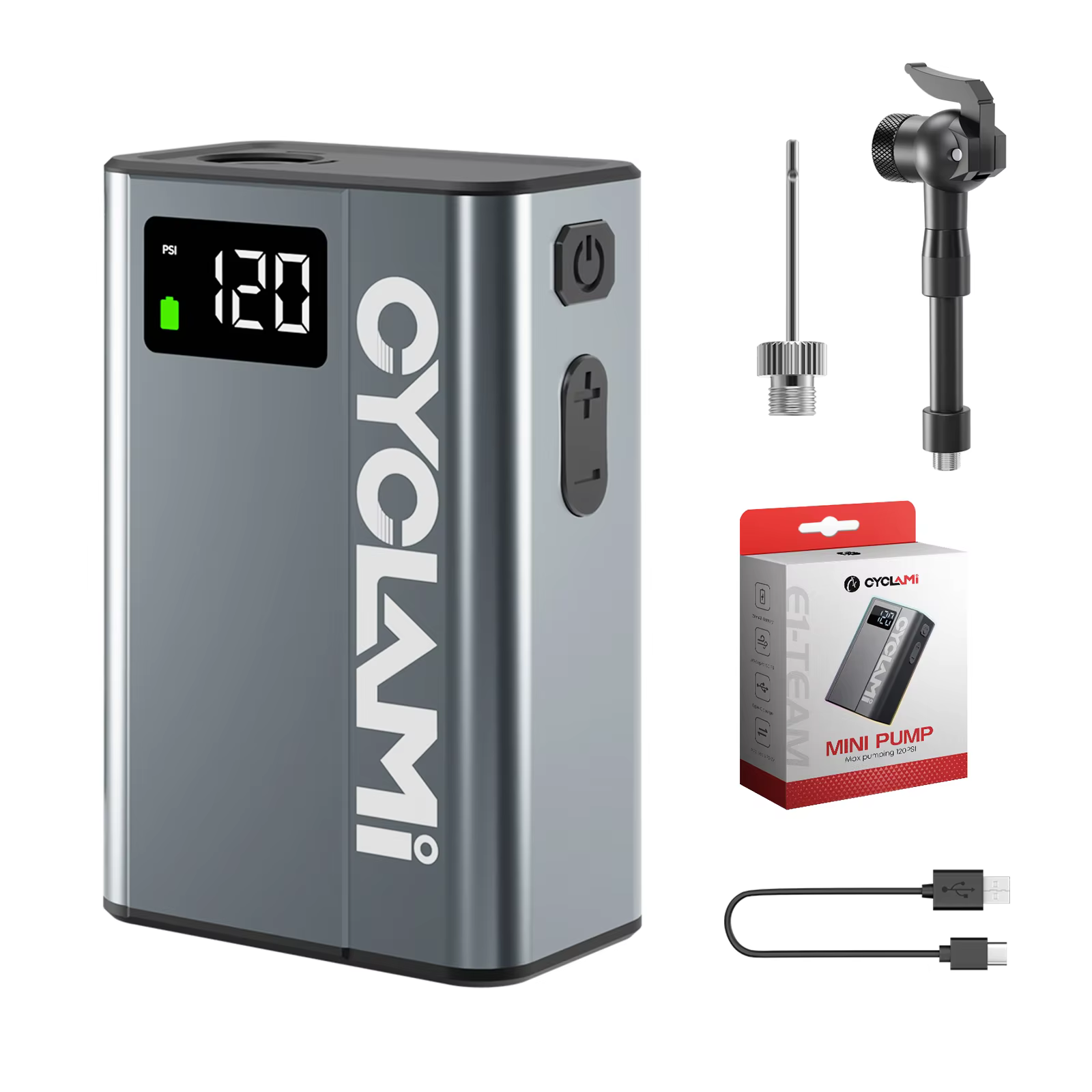 Pompe électrique portable en alliage d'aluminium pour vélo, mini gonfleur de vélo, affichage de la p