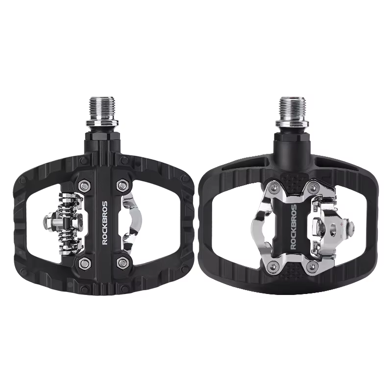 ROCKBROS pédales de vélo demi-verrouillage pédale plate 2-en-1 anti-dérapant Nylon vtt pédales de vé