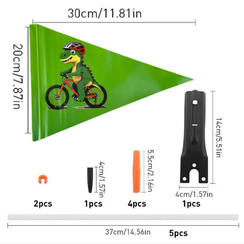Drapeau de vélo réglable en hauteur, imperméable, pour la sécurité des enfants, avec mât, drapeau po