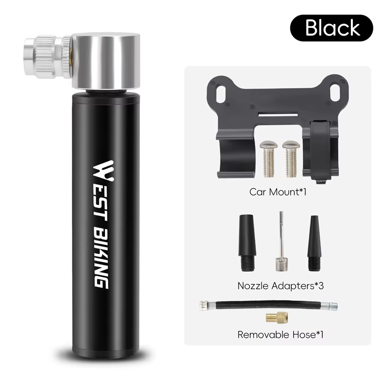 Pompe à vélo WEST BIKING, mini pompe à air manuelle pour gonflage des pneus de vélo, compatible avec