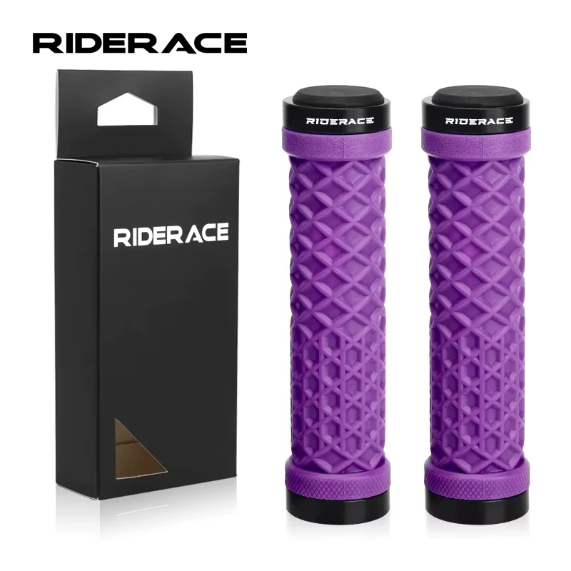 RIDERACE poignées de guidon de vélo en caoutchouc souple vtt serrure de vélo de montagne sur la couv