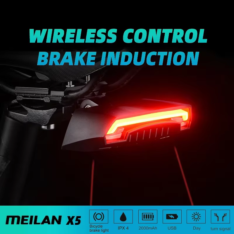 Meilan X5 sans fil vélo vélo feu arrière Laser feu arrière frein intelligent USB Rechargeable access